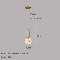 lampe suspendue led en laiton et marbre naturel décorative réglable