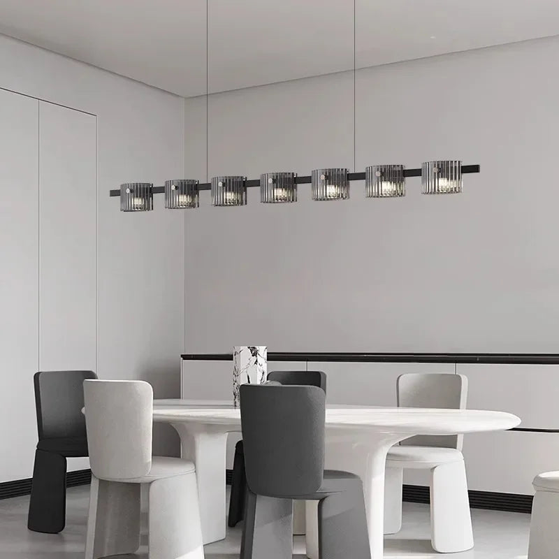 lustre sandyha moderne minimaliste abat-jour verre led suspendu - vue 3 sur 25