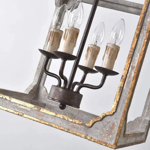 lustre rétro en bois massif style rural français américain - vue 7 sur 6