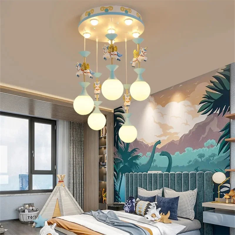 Lustres de chambre d'enfants plafonnier mignon fantaisie moderne lampe à LED créative avec animal salon filles chambre lumière