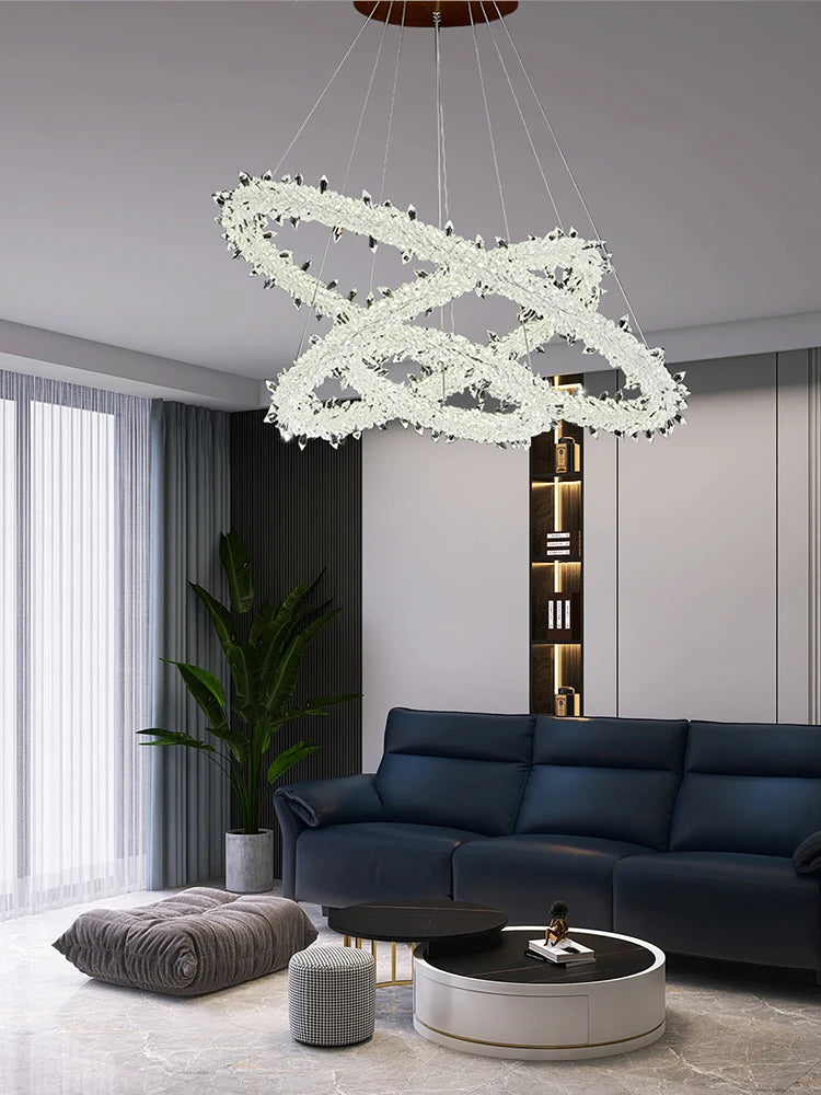 lustre en cristal de luxe à fleurs de glace éclairage suspendu élégant - vue 3 sur 12
