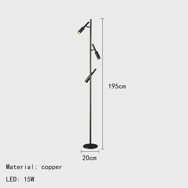 lampadaire moderne en laiton et cuivre pour lecture et étude - vue 8 sur 8