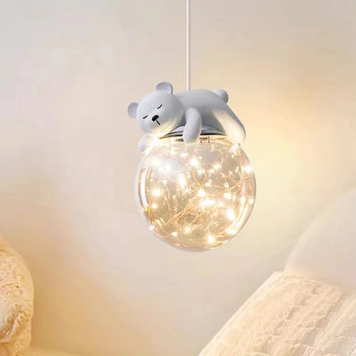 lustre moderne mignon en forme d'ours et lapin pour enfants - vue 3 sur 8