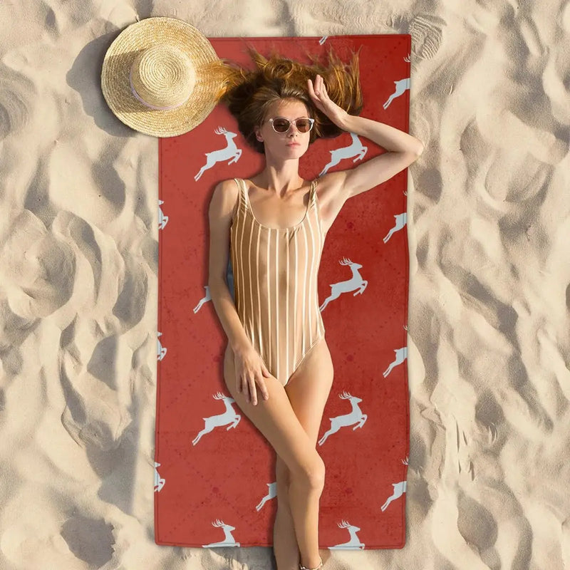 serviette de plage microfibre motif cerf sechage rapide