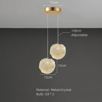 suspension moderne en cristal avec cordon réglable