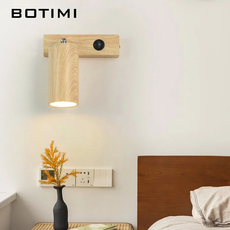 botimi applique murale fer interrupteur bouton-poussoir imitation bois nordique - vue 3 sur 13