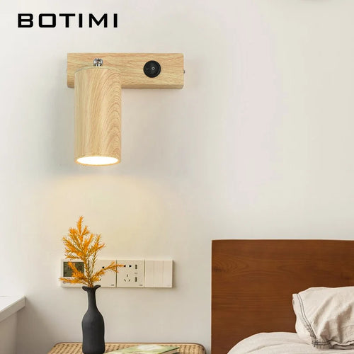 botimi applique murale fer interrupteur bouton-poussoir imitation bois nordique
