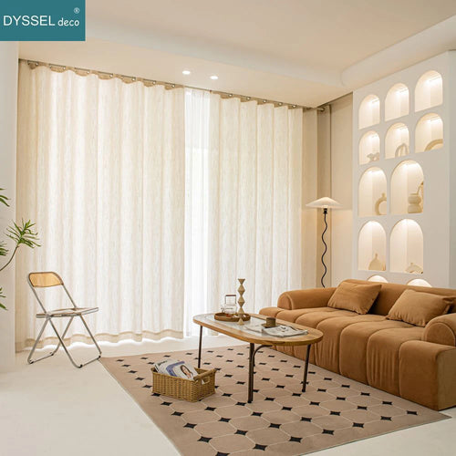 Voilage rideau style lin moderne pour salon chambre