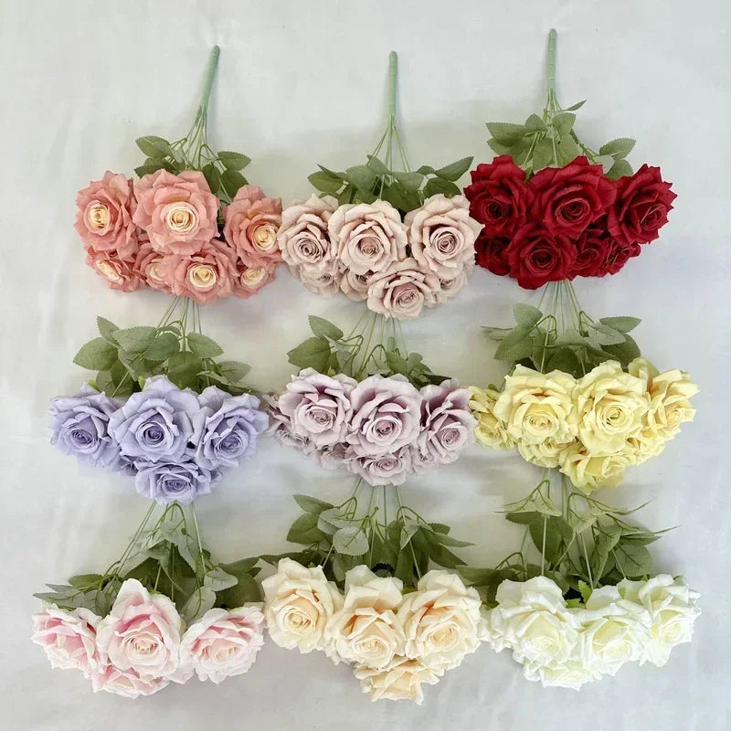 bouquet de roses artificielles en soie pour décoration festive - vue 6 sur 15