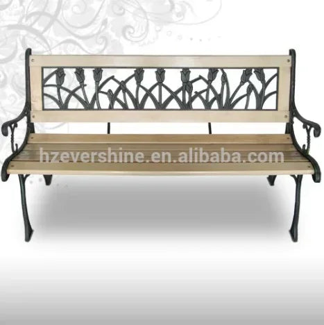 chaises de jardin en fonte et bois vintage pour extérieur