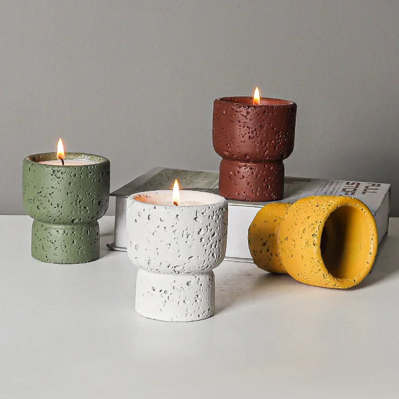 bougie d'aromathérapie nordique en ciment pour décoration intérieure - vue 4 sur 10