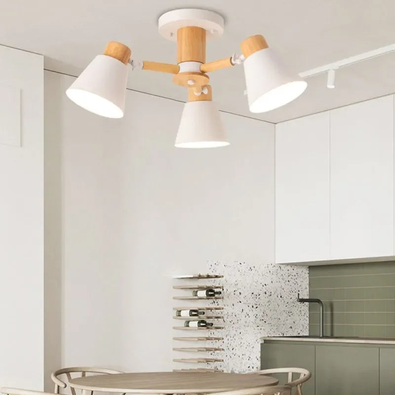 Plafonnier de Lustre LED en bois massif nordique pour/salon/chambre/Lhôtel Restaurant décoration de la maison lampes d'éclairage modernes