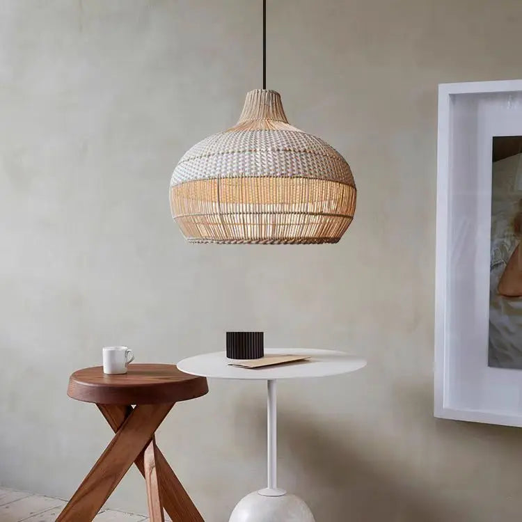 suspension en osier japonais tissée à la main en forme de cage - vue 5 sur 15