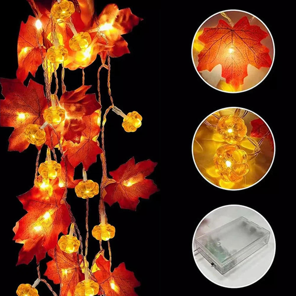 guirlande lumineuse feuilles dérable pour décorations automne hiver - vue 6 sur 8