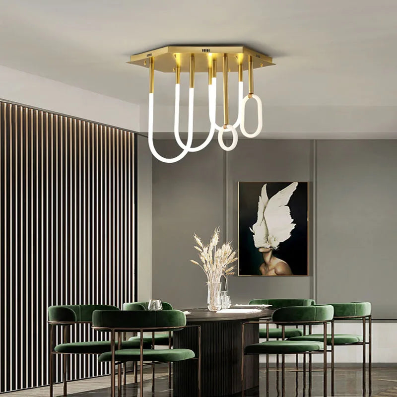 lustre style nordique ligne combinaison minimalisme moderne led dimmable - vue 3 sur 10