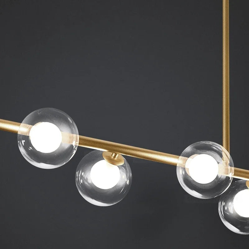lustre led moderne avec lampes à billes en verre nordique - vue 6 sur 12