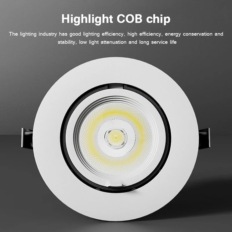 spot lumineux led encastrable plafond technologie cob réglable variable décoratif - vue 5 sur 14