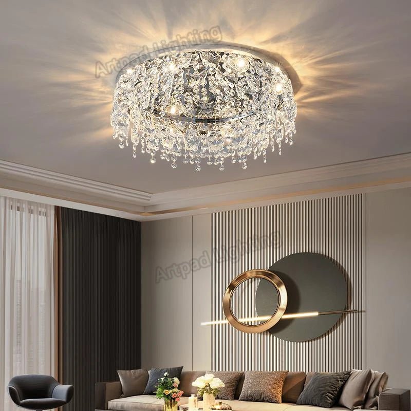 plafonnier moderne en métal design cristal décoratif pour intérieur - vue 6 sur 9