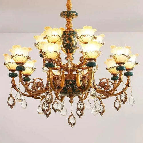 lustre en céramique avec éclairage cristal pour décoration intérieure - vue 2 sur 12