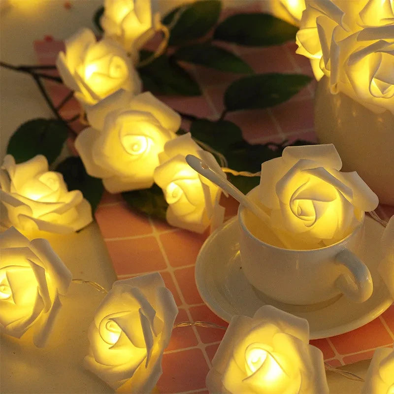 guirlande lumineuse roses en mousse pour mariage et saint valentin - vue 3 sur 11