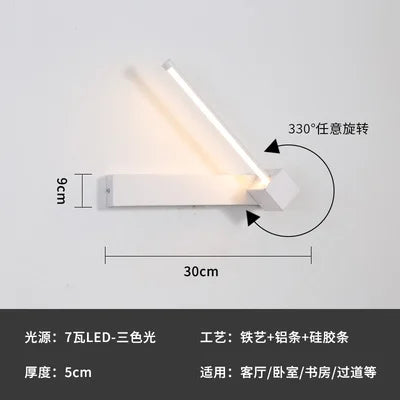 applique murale moderne lampe décorative LED rotative créative nordique - vue 7 sur 8