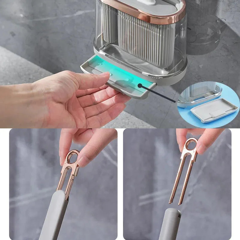 ensemble de brosses de toilette avec support mural pour salle de bain - vue 6 sur 8