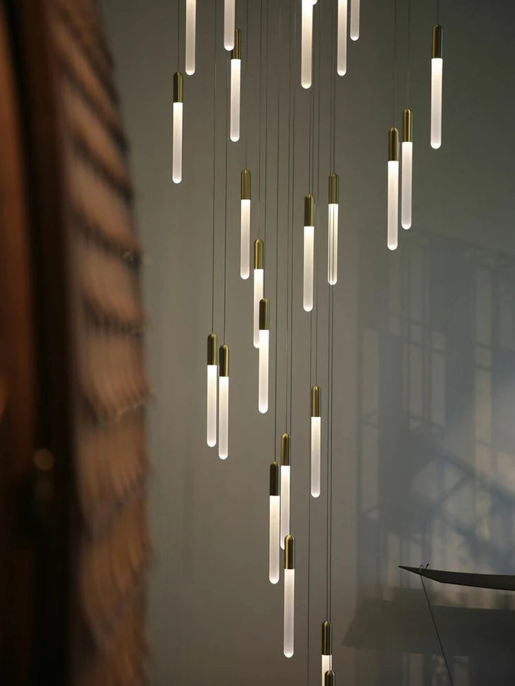 lustre led minimaliste moderne pour villa restaurant escalier