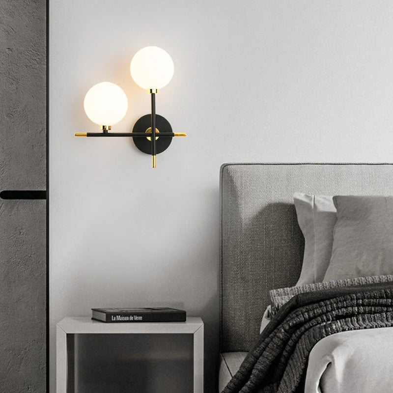 applique murale led moderne en boule de verre pour éclairage intérieur
