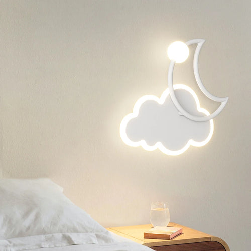 Chambre d'enfants appliques moderne Simple créatif dessin animé nuage lumière LED lune chambre lampe de chevet filles garçons Loft lampe de lit