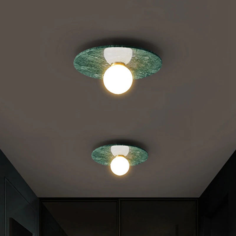 Plafonnier en marbre nordique pour la décoration intérieure salon chambre éclairage en marbre blanc noir vert pierre allée couloir lampe