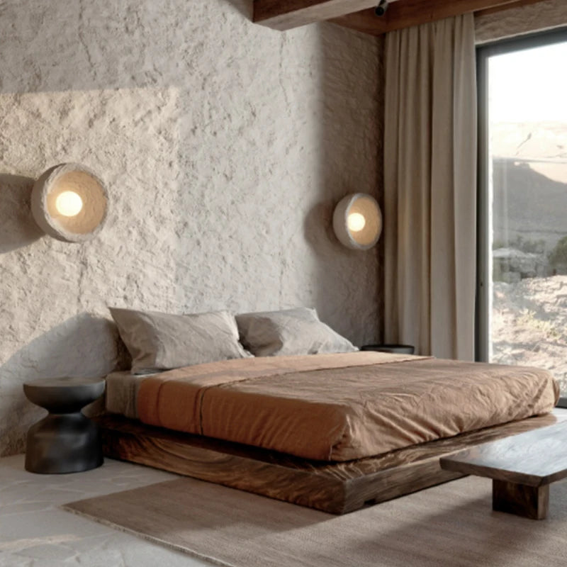 applique murale style japonais wabi sabi rétro led décorative - vue 4 sur 7
