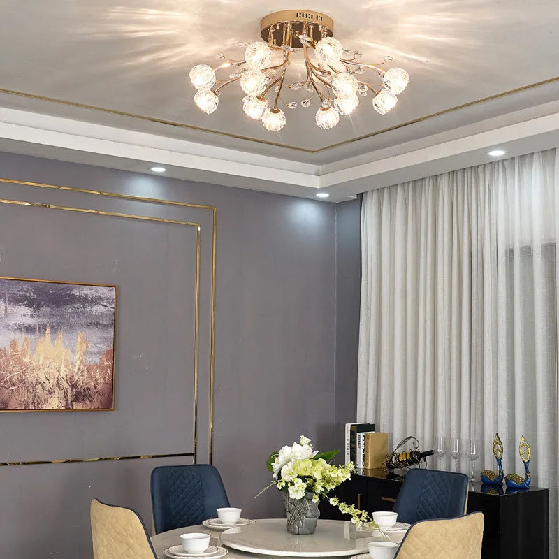 lustre moderne en verre et cristal pour décoration intérieure - vue 3 sur 11