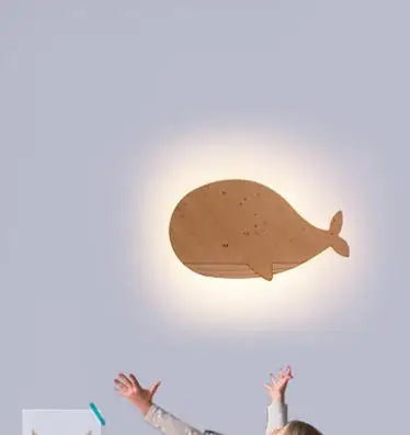 Applique murale led en bois en forme de baleine pour enfants - vue 8 sur 8