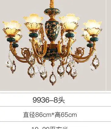 lustre en céramique avec éclairage cristal pour décoration intérieure - vue 10 sur 12