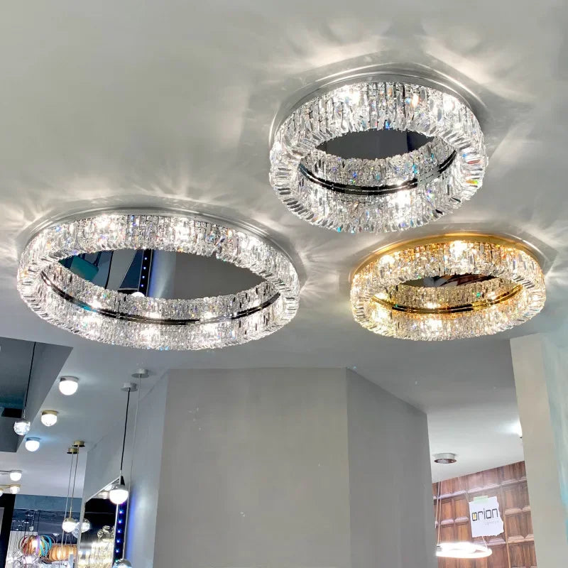 lustre en cristal moderne design avec éclairage led décoratif - vue 8 sur 7
