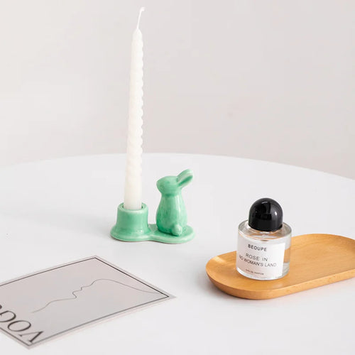 bougeoirs en céramique lapin décoratifs pour la maison - vue 3 sur 11