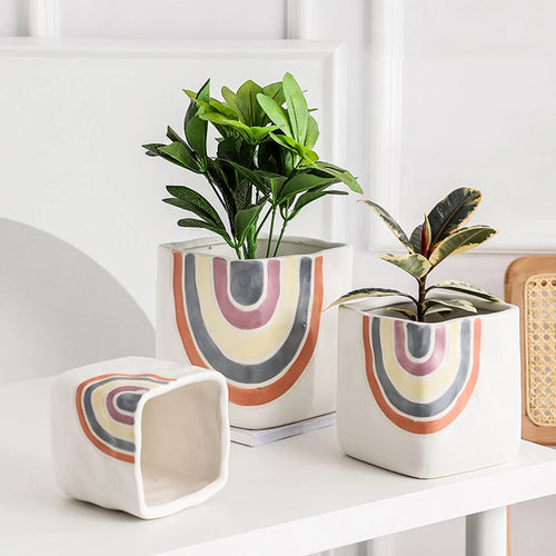 pot de fleurs succulentes en céramique style nordique fait main - vue 3 sur 8