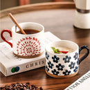 Mug japonais en céramique motif fleurs cerisier rétro