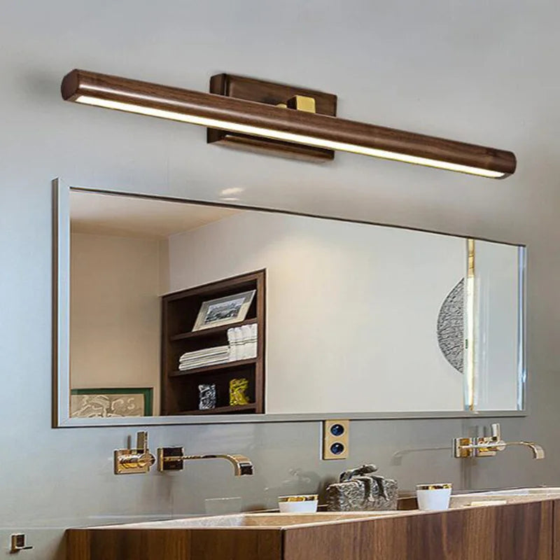 Nordique 40cm bois miroir avant lampe LED intérieur applique murale pour armoire salle de bain chevet lecture maison intérieur décor applique murale 6pa