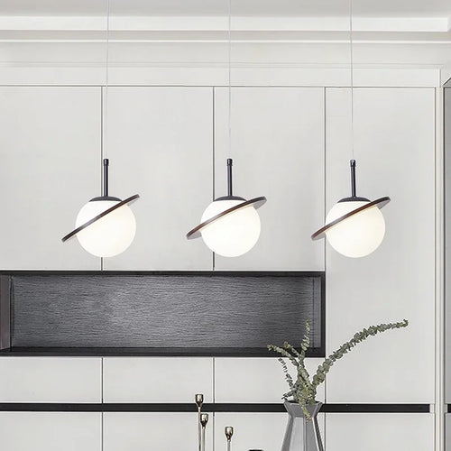 lampe à poser créative en bois et boule blanche décorative pour intérieur