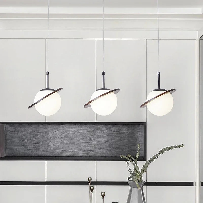 lampe à poser créative en bois et boule blanche décorative pour intérieur