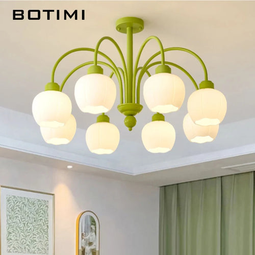 lustre moderne botimi avec 8 abat-jour en verre nordiques