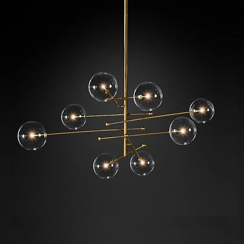 lustre nordique en verre boule pour éclairage décoratif - vue 3 sur 10