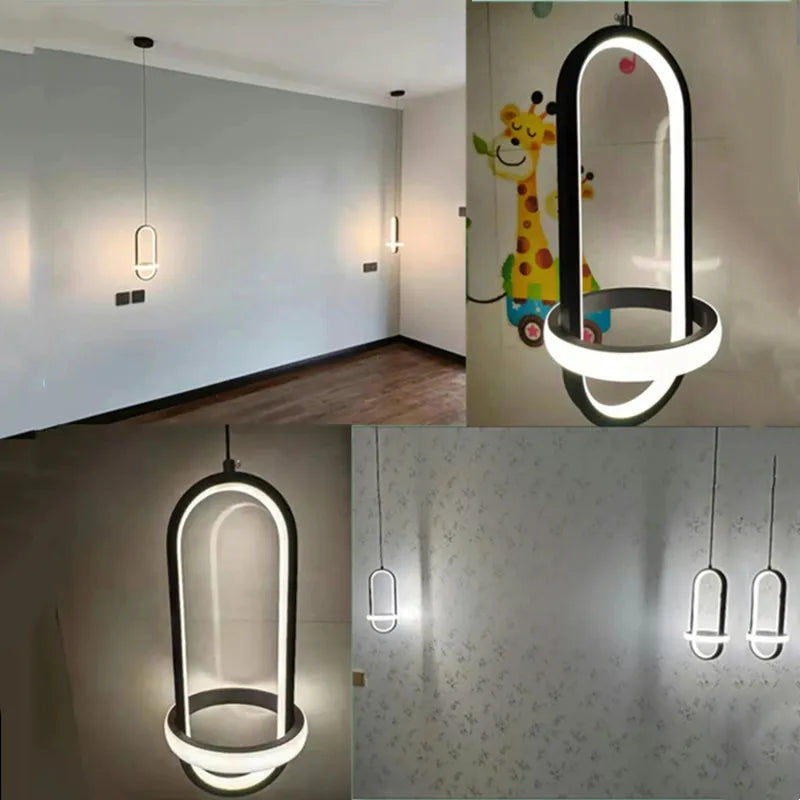 Suspension LED moderne lumières noir/or Lustre Table salle à manger cuisine Lustre lampe suspendue luminaire décor à la maison éclairage intérieur - vue 6 sur 7