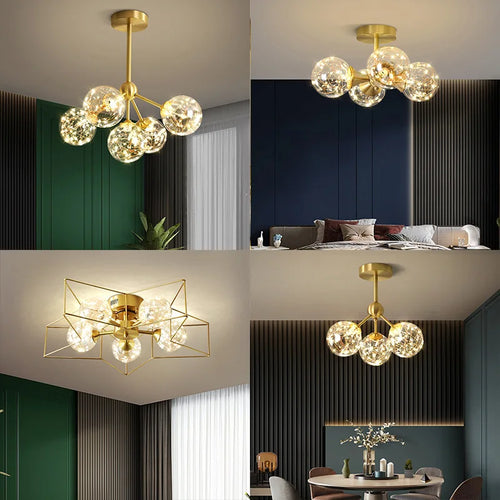 lustre moderne minimaliste en cuivre avec étoile led - vue 3 sur 23