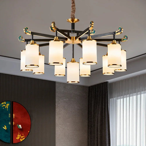 lustre en cuivre design style chinois pour éclairage moderne