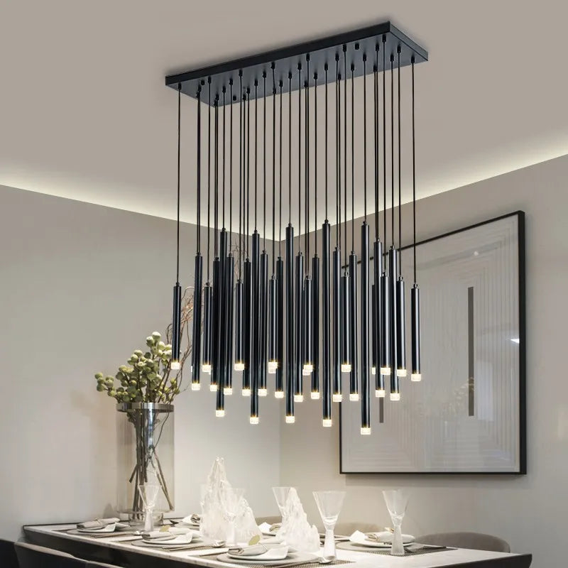 lustre nordique moderne en acier inoxydable pour villa de luxe