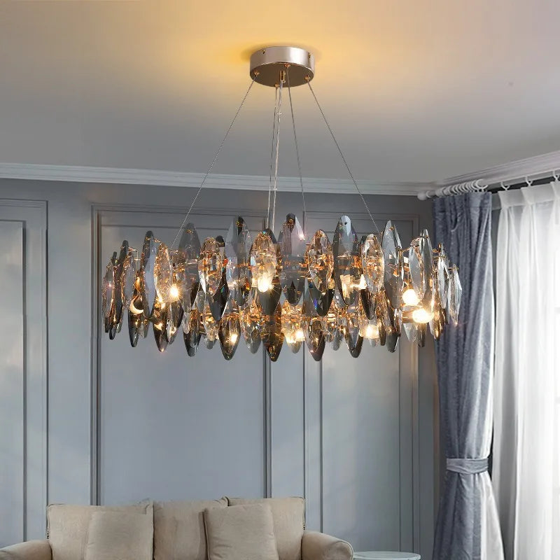 lustre vintage art déco en cristal pour éclairage intérieur - vue 5 sur 11