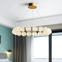 suspension led ronde en laiton cuivre et aluminium décorative