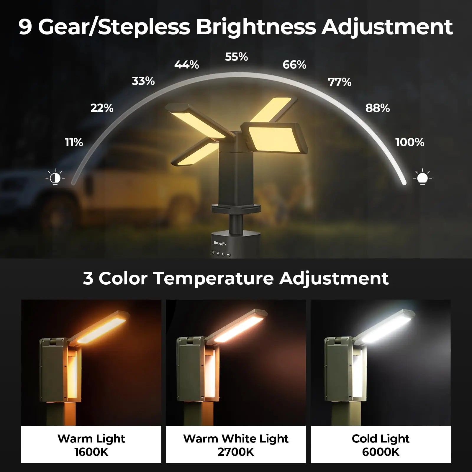 lampe de tente super lumineuse rechargeable pour camping et randonnée - vue 6 sur 8